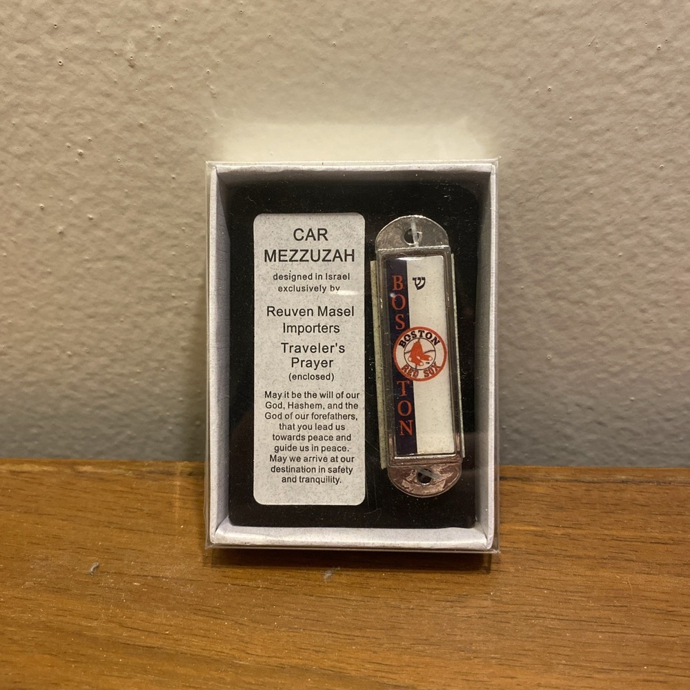 Boston Red Sox Car Mezuzah Designed in Israel by Reuven Masel‎ Importers